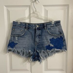 ZARA denim embroidered shorts